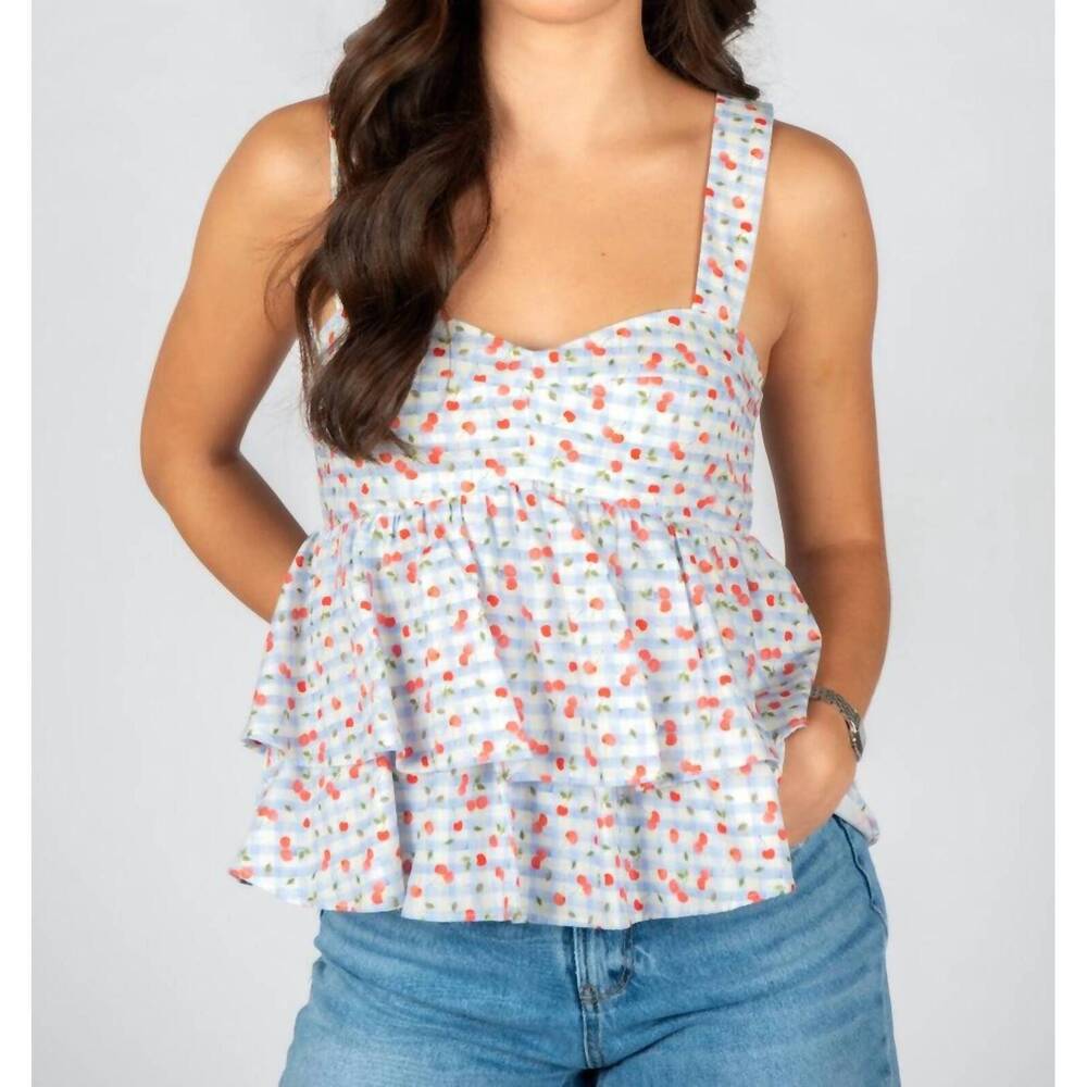 NEW SINCERELY OURS farrah cherry printed top in multi